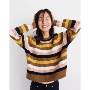 Madewell Striped Tilden Pullover Sweater